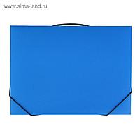 Папка на резинке с ручкой А4 Erich Krause Classic, синяя, корешок 30мм, толщина 600мкм, тиснение - песок