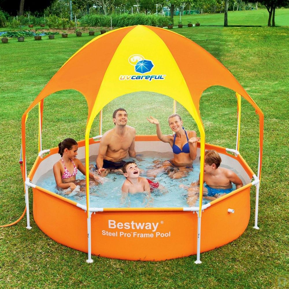ДЕТСКИЙ Каркасный бассейн с навесом Steel Pro Bestway 56432 (244x51 см)
