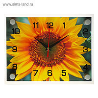 Часы настенные, серия: Цветы, "Подсолнух", 20х26 см микс