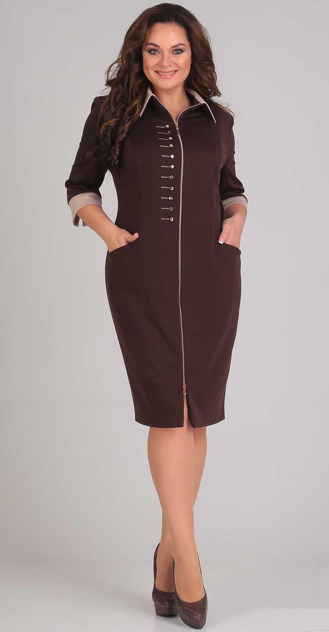 Платье Andrea Style-0097, коричневый, 50