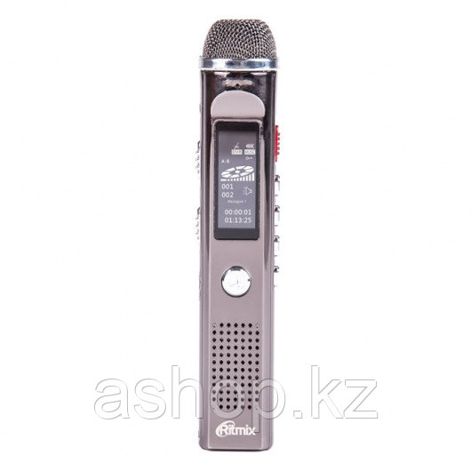 Диктофон Ritmix RR-150, 8 Gb, MP3, WAV, Время записи: PCM 12ч., NR - 48 ч., HQ - 142 ч., Матричный, Радио, Сер