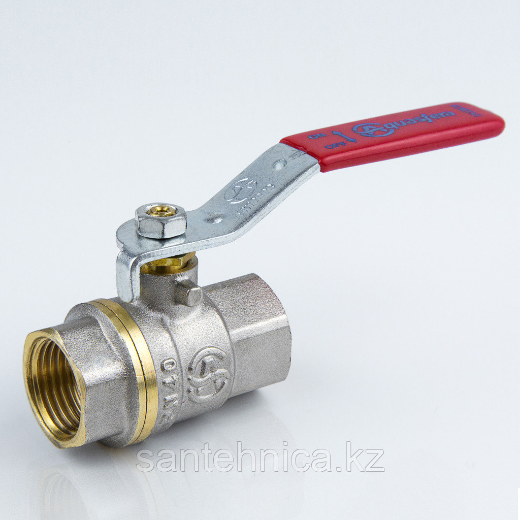 Кран шаровой латунь никель Ду 20 (3/4") Ру30 "М/М" рычаг Aquasfera EURO (80/20)