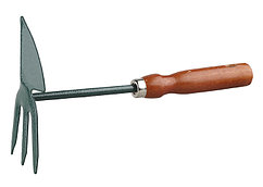 Мотыжка GRINDA сердцевидное лезвие с деревянной ручкой, 3 зубца, 250мм