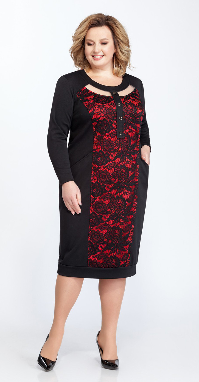 Платье Pretty-819, черно-красный, 58