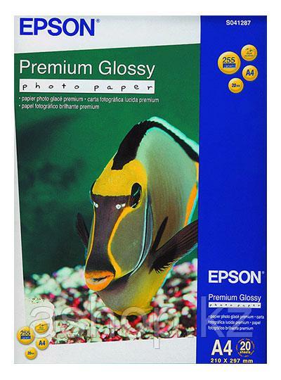 Фотобумага Epson Premium Glossy Photo Paper, A4, односторонняя, глянцевая, 255 г/м ², Упаковка: 20 блистеров,
