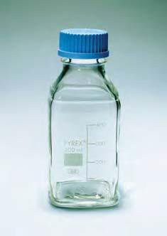 Бутыль стеклянная квадратная с завинчивающейся крышкой d-45 мм, со шкалой (1000 мл) (Pyrex) - фото 1 - id-p4577770