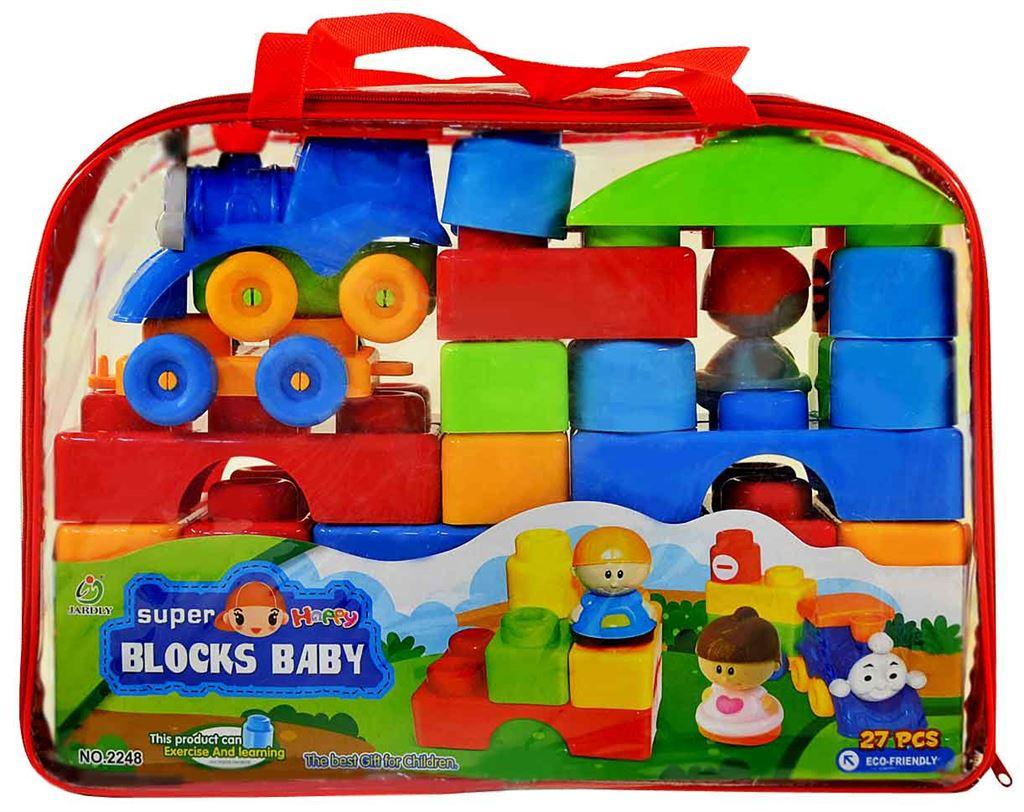2248 Конструктор Blocks Baby 27 дет паровозик 2 фигурки 26*36