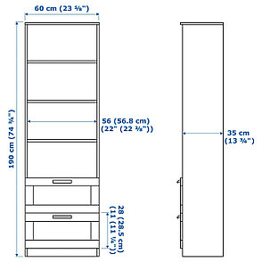 Шкаф/стеллаж БРИМНЭС книжный шкаф, белый, 60x190 см ИКЕА, IKEA, фото 4