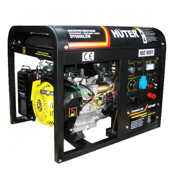 Бензогенератор HUTER DY6500LXW (5000Вт с колесами, сваркой)