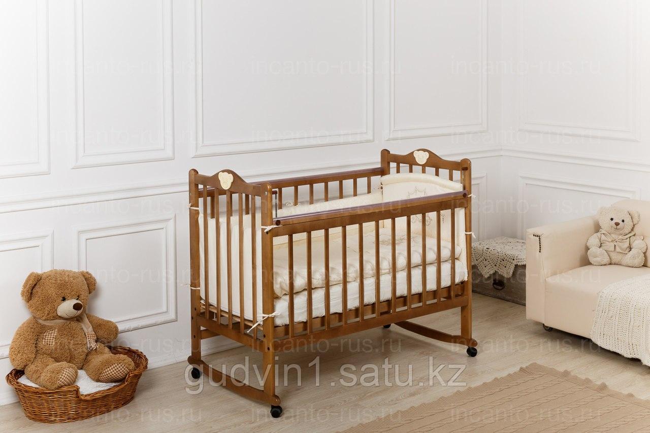 Кровать «Incanto Pali» с мишкой, цвет орех, колесо-качалка00-88586