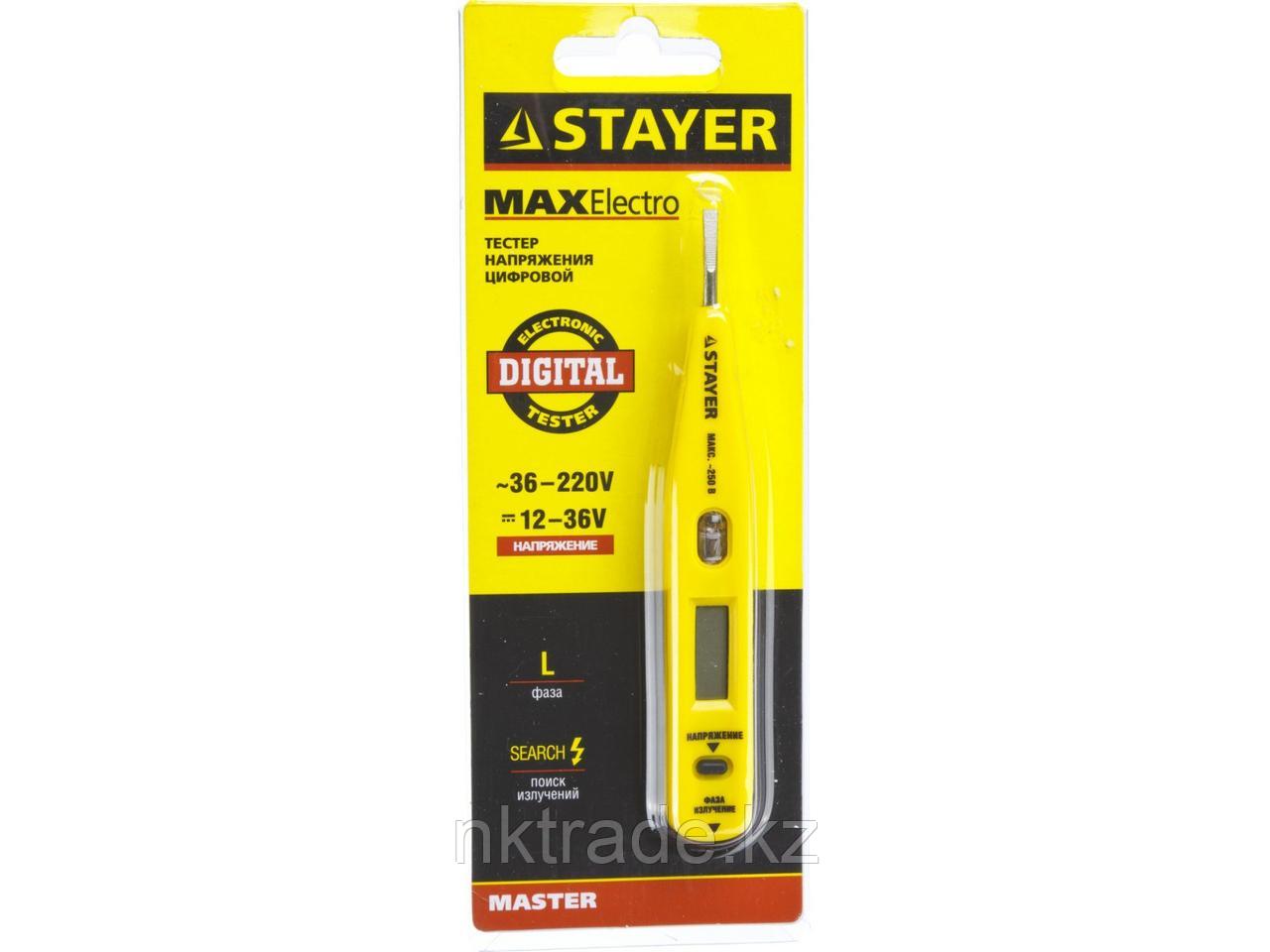 Тестер напряжения STAYER "MASTER" цифровой со световым индикатором, 12-220В, 125мм 45290 - фото 2 - id-p61487232