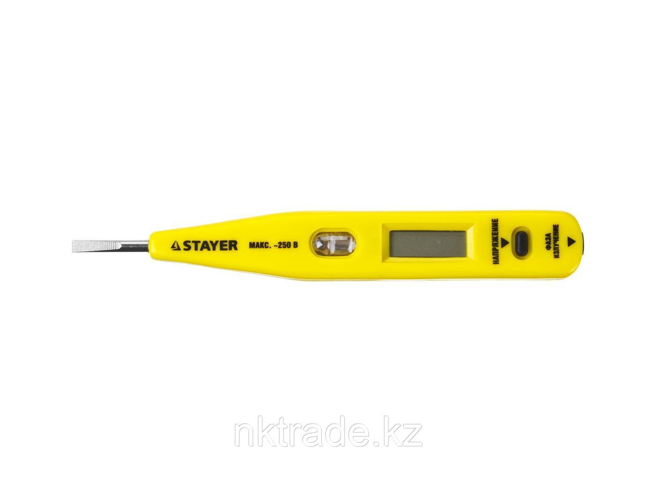 Тестер напряжения STAYER "MASTER" цифровой со световым индикатором, 12-220В, 125мм 45290 - фото 4 - id-p61487232