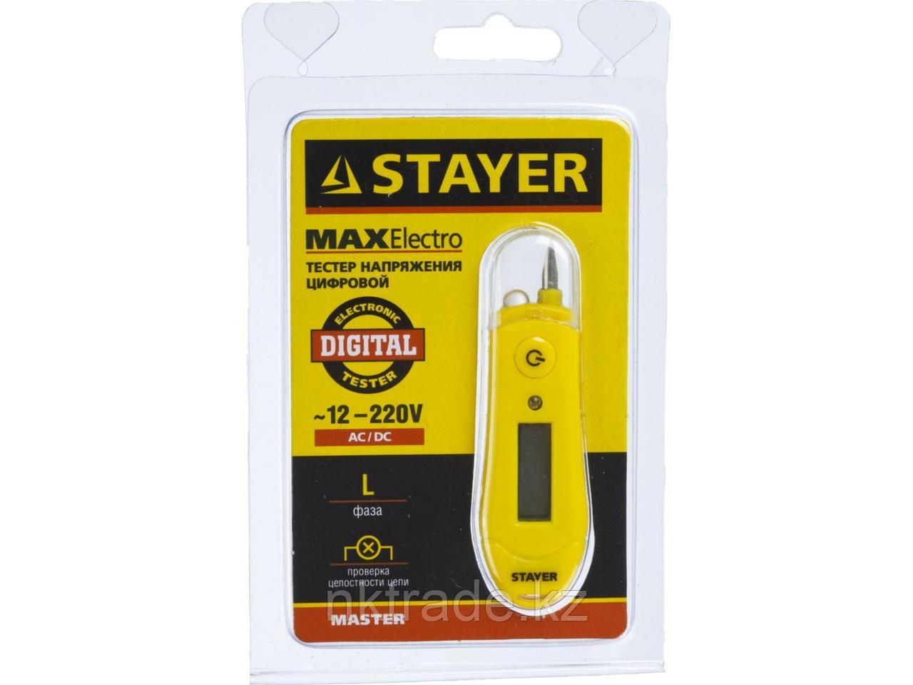 Тестер напряжения STAYER "МASTER" цифровой со световым индикатором, 12-220В, 70мм 45282 - фото 2 - id-p61487233