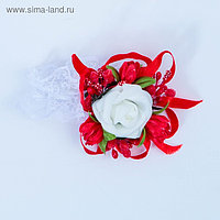 Повязка на руку для подружек невесты «Роза», на резинке, красная
