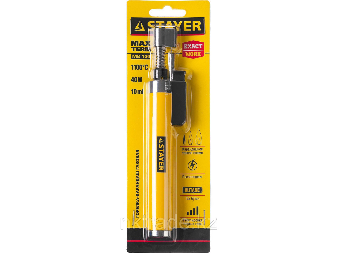 Газовая горелка-карандаш "MaxTerm", STAYER "MASTER" 55560, с пьезоподжигом, регулировка пламени, 1300°С - фото 3 - id-p61493775