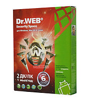 Антивирус Dr.Web Security Space для 2х ПК + 2 моб.устр.на 1год + 1 мес.в подарок