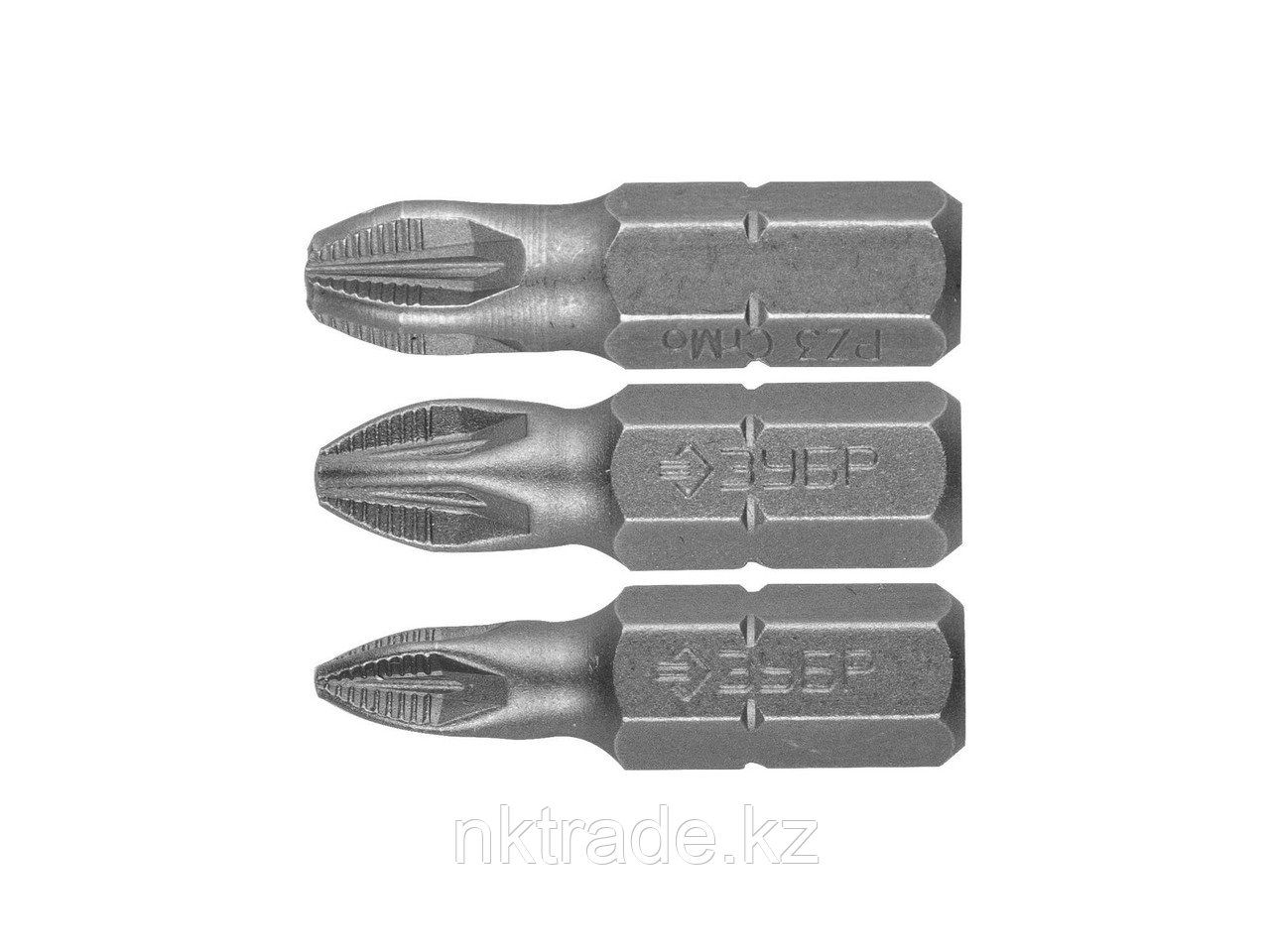 Набор ЗУБР: Биты кованые, хромомолибденовая сталь, тип хвостовика C 1/4", 25мм, PZ1, PZ2, PZ3, 3 пре