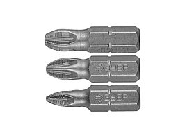 Набор ЗУБР: Биты кованые, хромомолибденовая сталь, тип хвостовика C 1/4", 25мм, PZ1, PZ2, PZ3, 3 пре