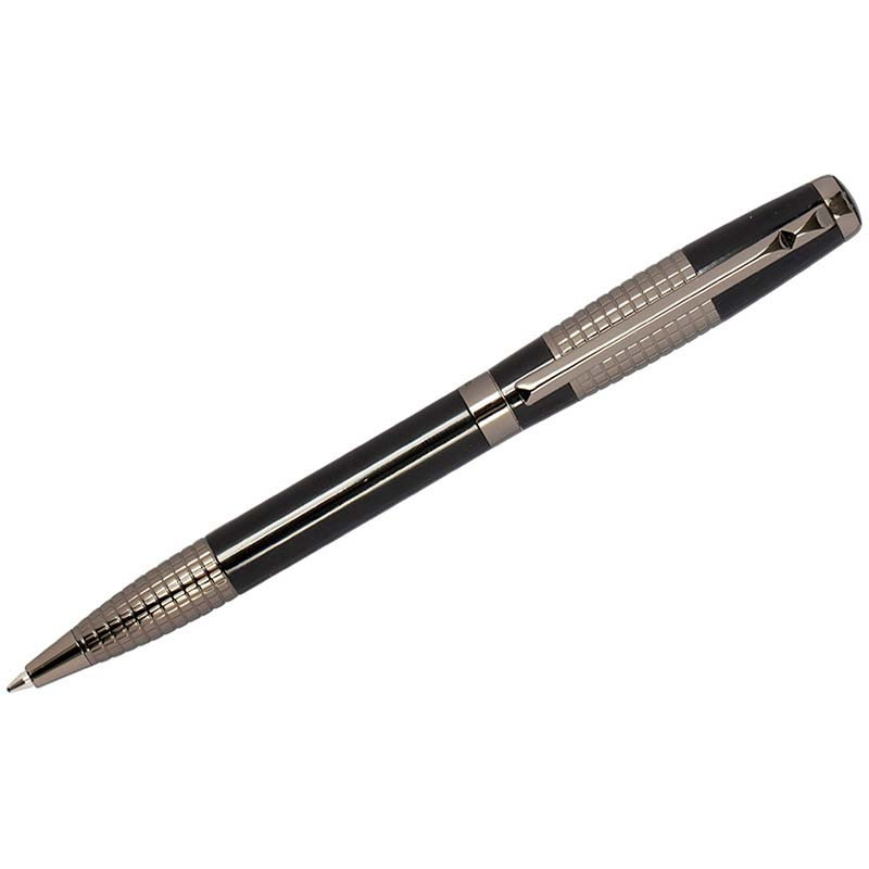 Ручка шариковая Delucci "Vivo", синяя, 1мм, цвет корпуса -  черный/серебро, поворот., подар.уп. CPs_11629