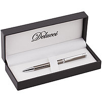 Ручка шариковая Delucci "Stella", синяя, 1,0мм, корпус оружейный металл/серебро, кристал, подар.уп., фото 2