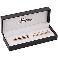 Ручка шариковая Delucci "Semplice", синяя, 1,0мм, корпус медь/розовое золото, поворот., подар.уп., фото 4
