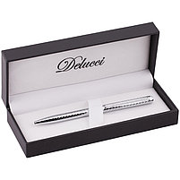 Ручка шариковая Delucci "Argento", синяя, 1,0мм, корпус серебро, поворотн., подар.уп., фото 2
