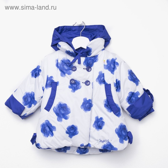 Пальто для девочки, рост 86 см, цвет белый/синий