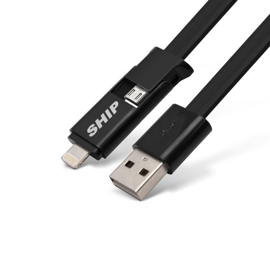 SHIP API08MUTBB Интерфейсный кабель MICRO USB/Apple 8pin, Трансформер, IOS 7, Чёрный, Блистер, 1 м