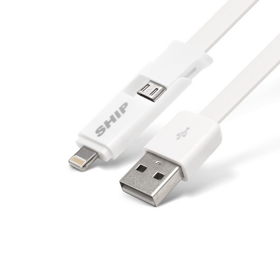 SHIP API08MUTWB Интерфейсный кабель MICRO USB/Apple 8pin, Трансформер, IOS 7, Белый, Блистер, 1 м