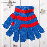 Перчатки молодёжные "Велюр", размер 16 (р-р произв. 8), цвет синий/красный 58971