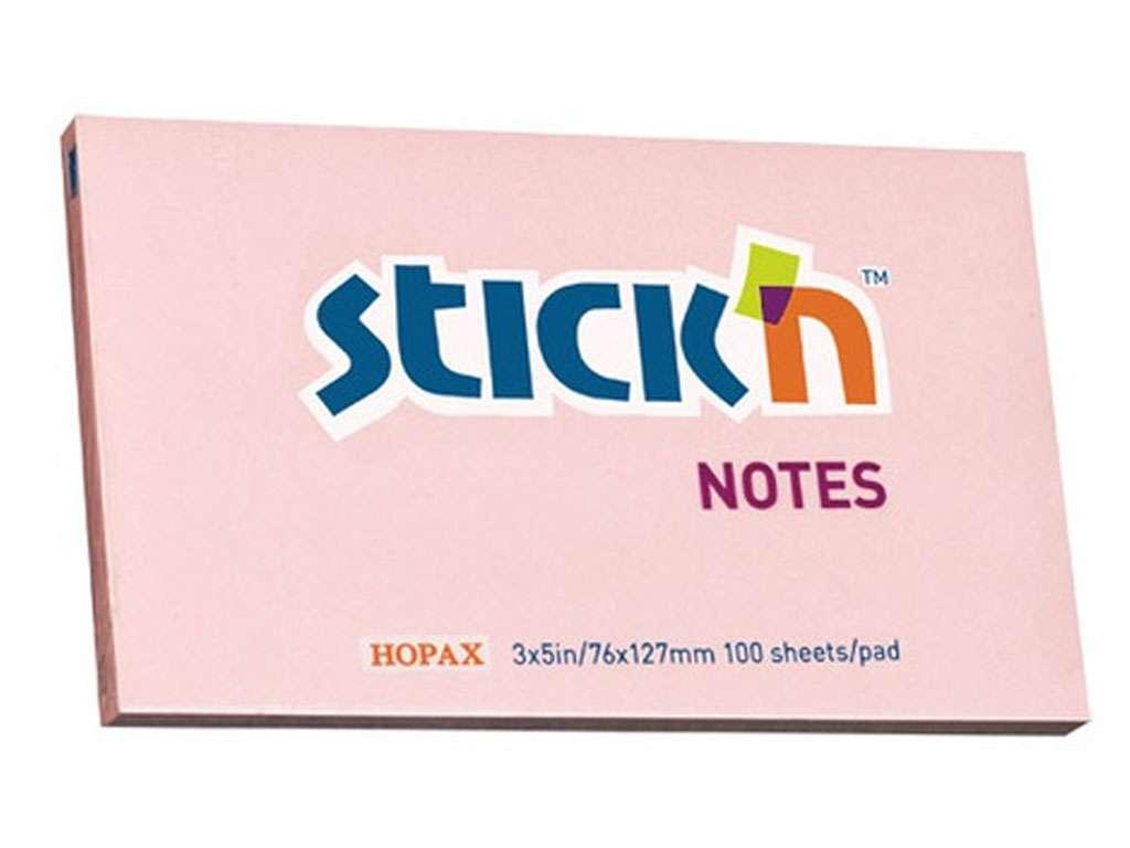Клейкие листики STICK`N 76 х 127 мм, розовые, 100 листов