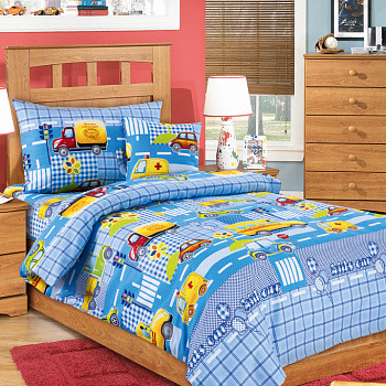 Детское постельное белье, в манеж, бязь, 100% хлопок, Машинки синий - фото 1 - id-p61584392