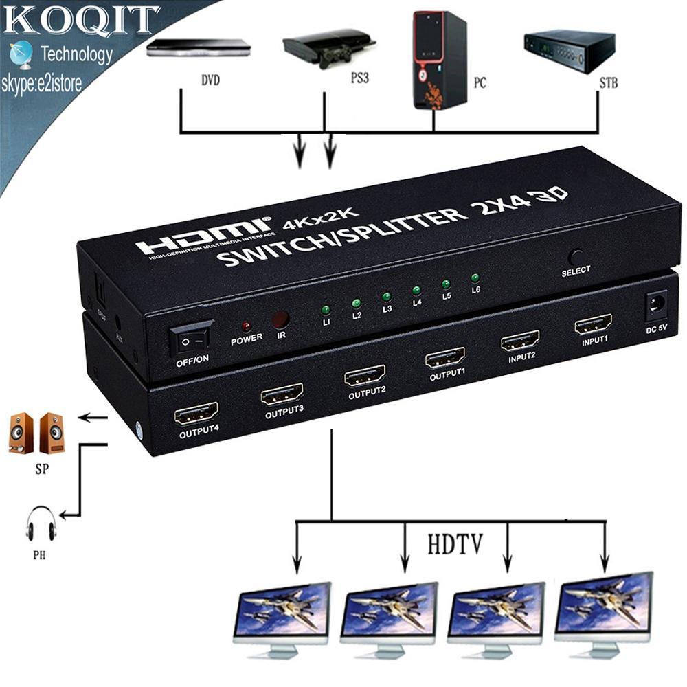 Сплиттер(разветвитель) HDMI 2 входа - 4 выхода. splitter, switch  4Kx2K