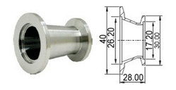 Адаптер конический с KF25 (NW25) на KF16 (NW16) длиной 28 мм, нержавеющая сталь 304L