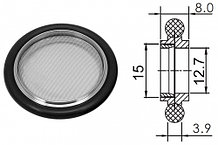 Кольцо центрирующее KF16 (NW16) с витоновым уплотнением и экраном, нержавеющая сталь 304L