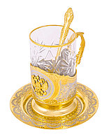 Набор чайный "Герб России" (тарель 140, подстаканник, ложка) - Купить в Казахстане