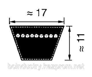 B79 (2000 - 2040)  ремень Optibelt VB  толщина ремня 17мм, глубина 11мм