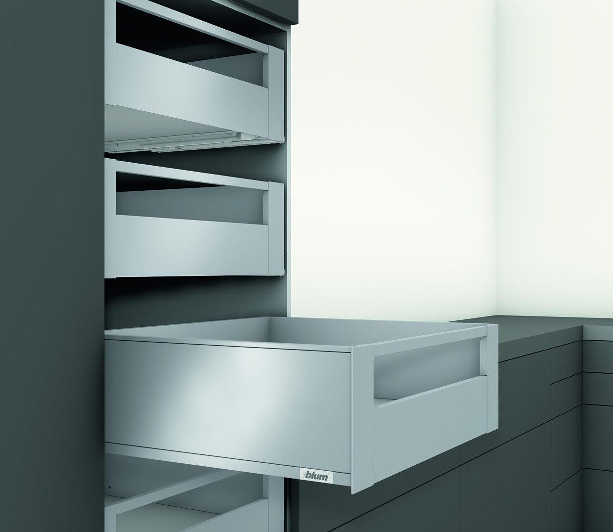 LEGRABOX с TIP-ON BLUMOTION 40 кг C 450 Орион серый внутренний ящик с релингом L1