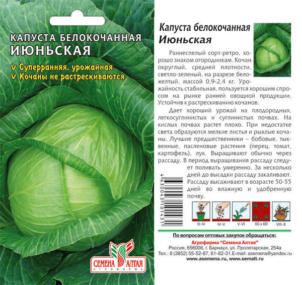 Капуста б/к Июньская 0,1-0,5гр