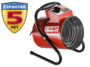 Пушка тепловая КОМПАКТ, ЗУБР ЗТП-М1-3000, круглая, электрическая, гладкий нерж ТЭН, двойные стенки (термос), фото 2
