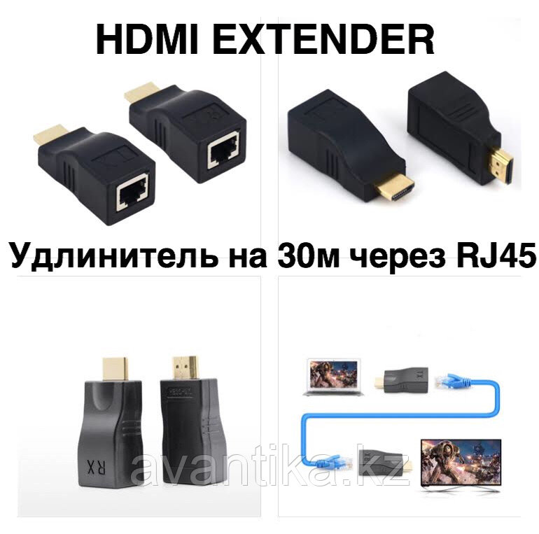 HDMI удлинитель по 1 витой паре RJ45 до 30 метров - фото 1 - id-p53023098