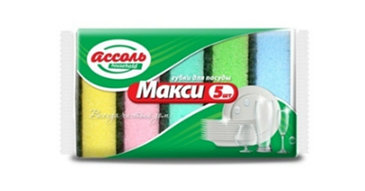 Губки для посуды поролоновые 5шт.  (105мм×75мм×30мм)