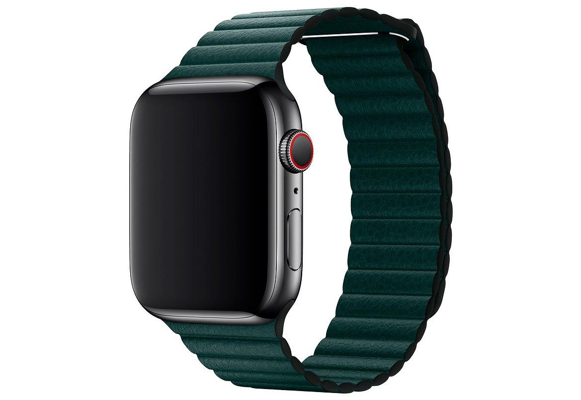 Браслет/ремешок для Apple Watch 44мм, кожаный, размер M, «зелёный лес» (MTH72ZM/A), фото 1