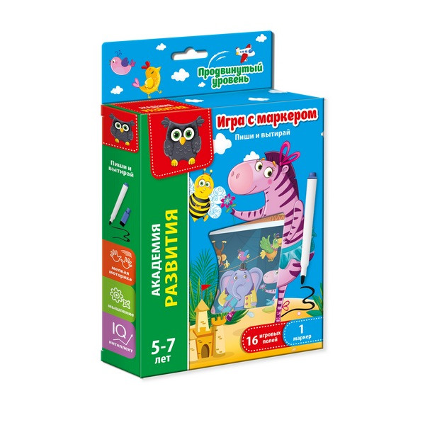 Развивающая игра с маркером VLADI TOYS "Пиши и вытирай. Продвинутый уровень"