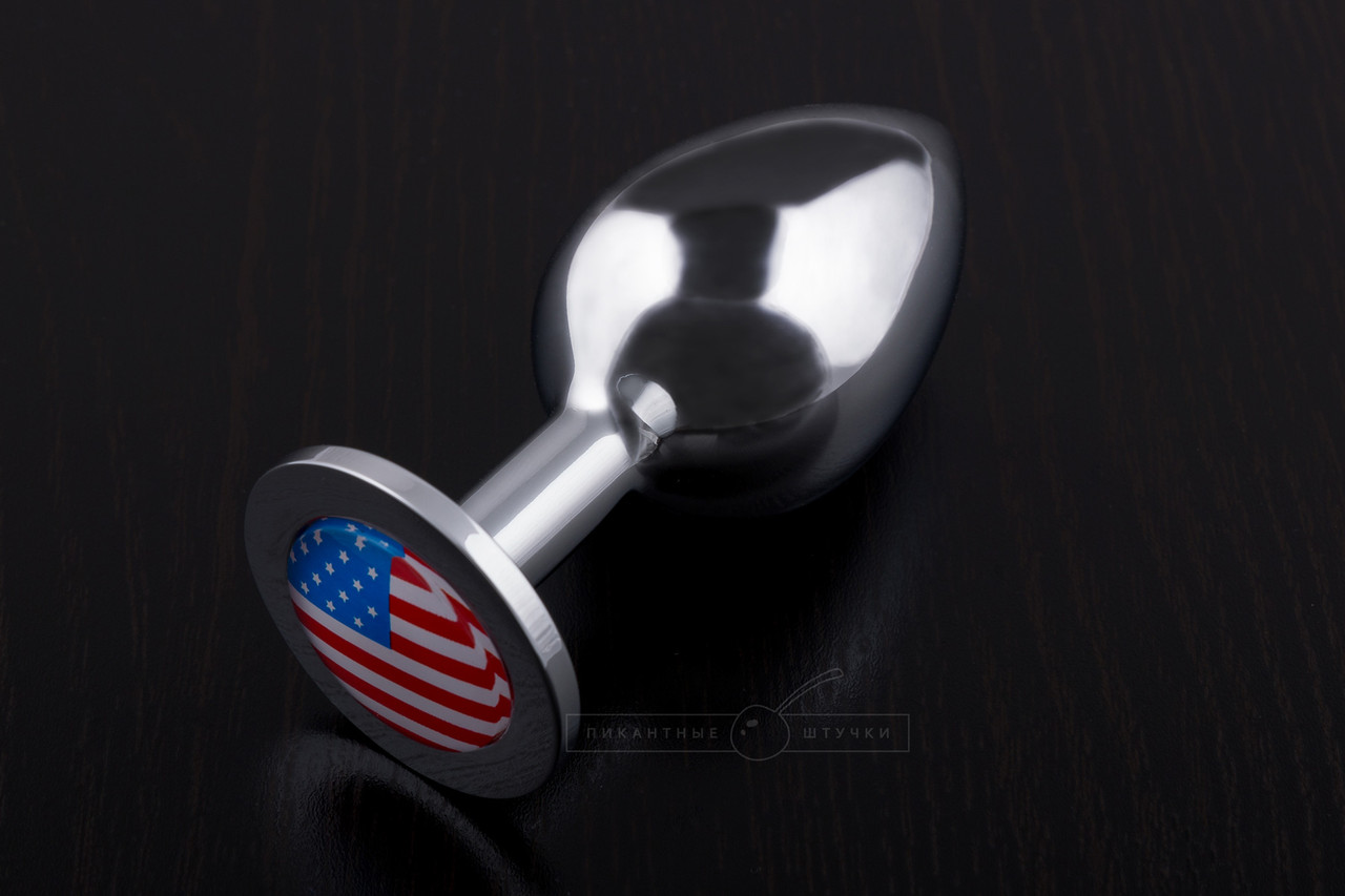 Большая анальная пробка с флагом США, 4.0 см (ПОД ЗАКАЗ)