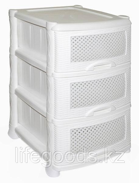 Комод 3-х секционный без декора модель "Плетёнка" (белый) 035306