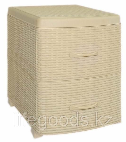 Комод - тумба 2-х секционная "Ротанг" (бежевая) 035502