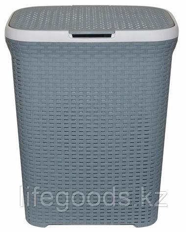 Корзина для белья 40л. с крышкой "Ротанг" (серая) 184008, фото 2