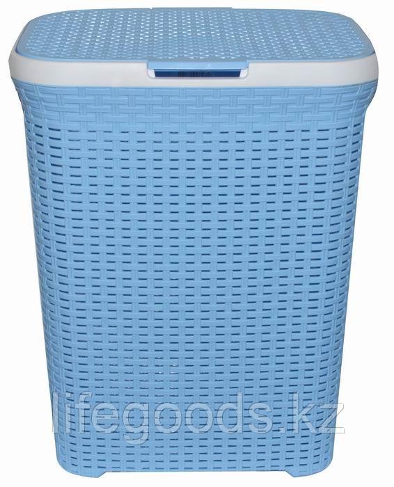 Корзина для белья 60л. с крышкой "Ротанг" (голубая) 186003