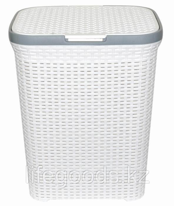 Корзина для белья 60л. с крышкой "Ротанг" (белая) 186006